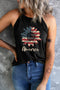 Patriotic Sunflower Graphic Jersey Knit Halter Tank Top