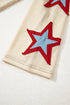 Patriotic USA Graphic Star Patch Exposed Seam Knit Top