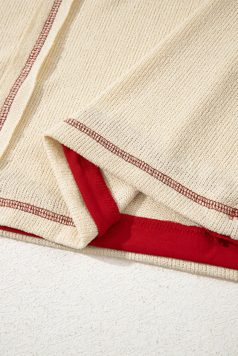 Patriotic USA Graphic Star Patch Exposed Seam Knit Top