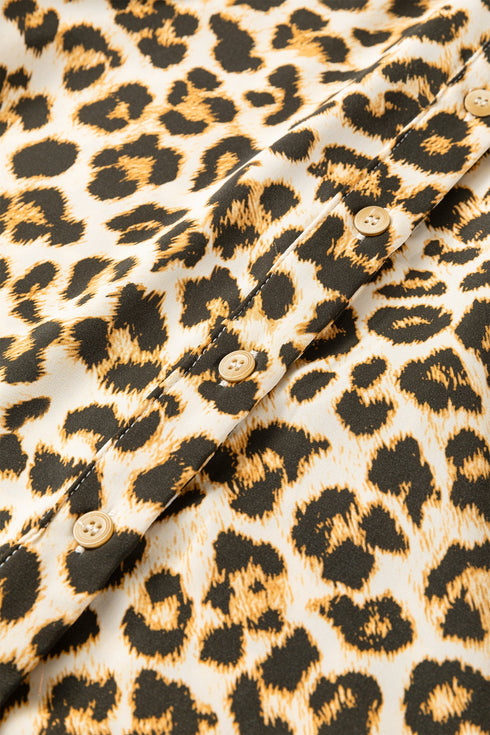 Patterned Button Front Contrast Cuff Shirt