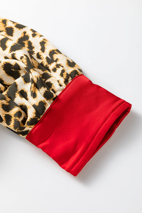Patterned Button Front Contrast Cuff Shirt