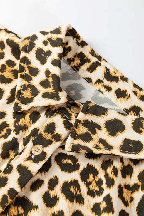 Patterned Button Front Contrast Cuff Shirt