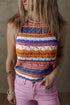 Patterned Crochet Knit Scalloped Hem Sleeveless Tank Top