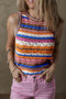 Patterned Crochet Knit Scalloped Hem Sleeveless Tank Top
