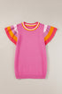 Patterned Flutter Sleeve Crew Neck Knit Sweater Top