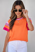 Patterned Flutter Sleeve Crew Neck Knit Sweater Top