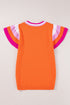 Patterned Flutter Sleeve Crew Neck Knit Sweater Top