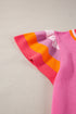 Patterned Flutter Sleeve Crew Neck Knit Sweater Top