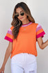 Patterned Flutter Sleeve Crew Neck Knit Sweater Top