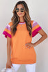 Patterned Flutter Sleeve Crew Neck Knit Sweater Top