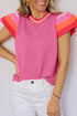 Patterned Flutter Sleeve Crew Neck Knit Sweater Top