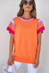 Patterned Flutter Sleeve Crew Neck Knit Sweater Top