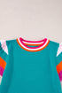 Patterned Flutter Sleeve Crew Neck Knit Sweater Top