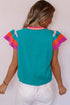 Patterned Flutter Sleeve Crew Neck Knit Sweater Top