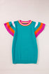Patterned Flutter Sleeve Crew Neck Knit Sweater Top
