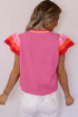 Patterned Flutter Sleeve Crew Neck Knit Sweater Top