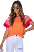 Patterned Flutter Sleeve Crew Neck Knit Sweater Top