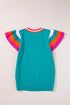 Patterned Flutter Sleeve Crew Neck Knit Sweater Top