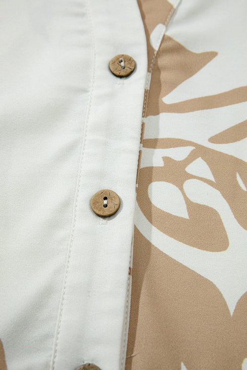 Patterned Half Placket Ruffle Sleeve Tiered Maxi Dress