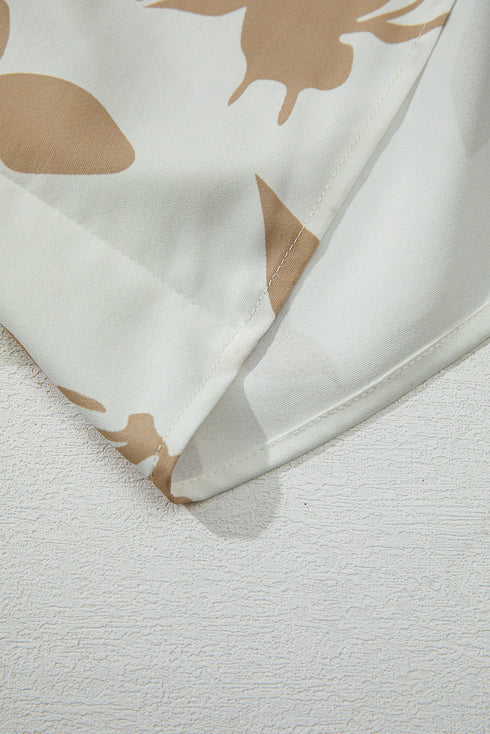 Patterned Half Placket Ruffle Sleeve Tiered Maxi Dress