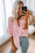 Patterned Mixed Stripe Long Sleeve Button Down Shirt