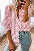 Patterned Mixed Stripe Long Sleeve Button Down Shirt