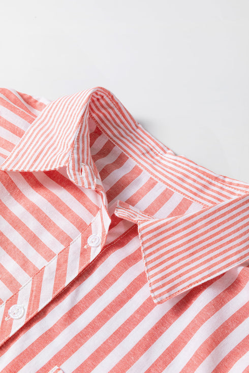 Patterned Mixed Stripe Long Sleeve Button Down Shirt