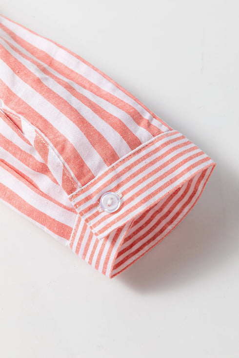 Patterned Mixed Stripe Long Sleeve Button Down Shirt