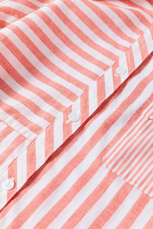 Patterned Mixed Stripe Long Sleeve Button Down Shirt