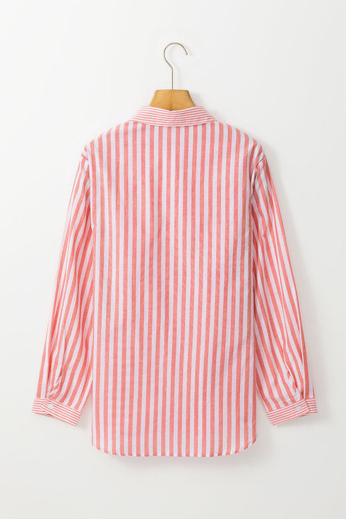 Patterned Mixed Stripe Long Sleeve Button Down Shirt