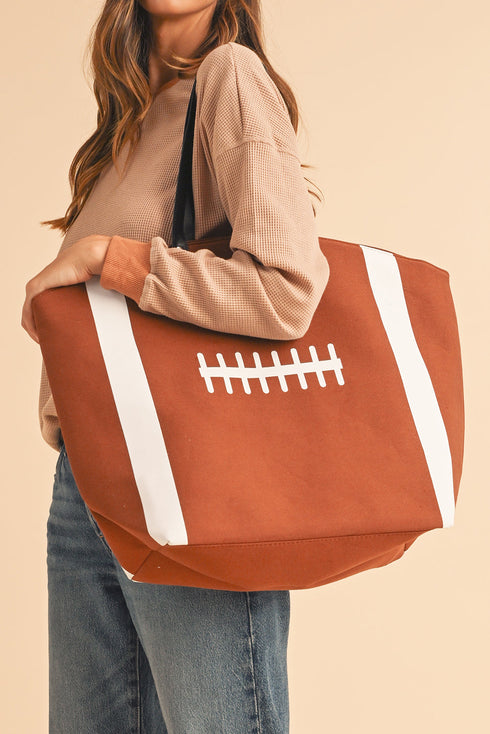 Patterned Rayon Canvas Large Open Top Tote Bag