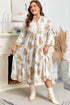 Patterned Ruffled Sleeve Tiered Western Plus Size Maxi Dress