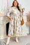 Patterned Ruffled Sleeve Tiered Western Plus Size Maxi Dress