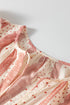 Patterned Split Neck Tie Detail Ruffled Sleeve Blouse