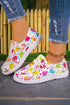 Patterned Square Toe Slip On Canvas Flats