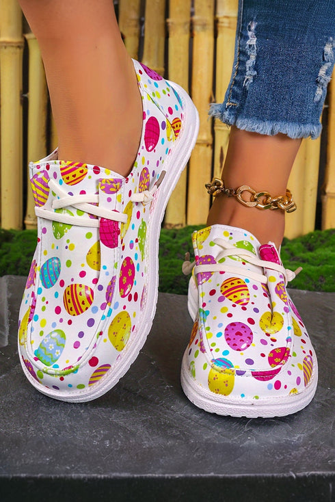 Patterned Square Toe Slip On Canvas Flats