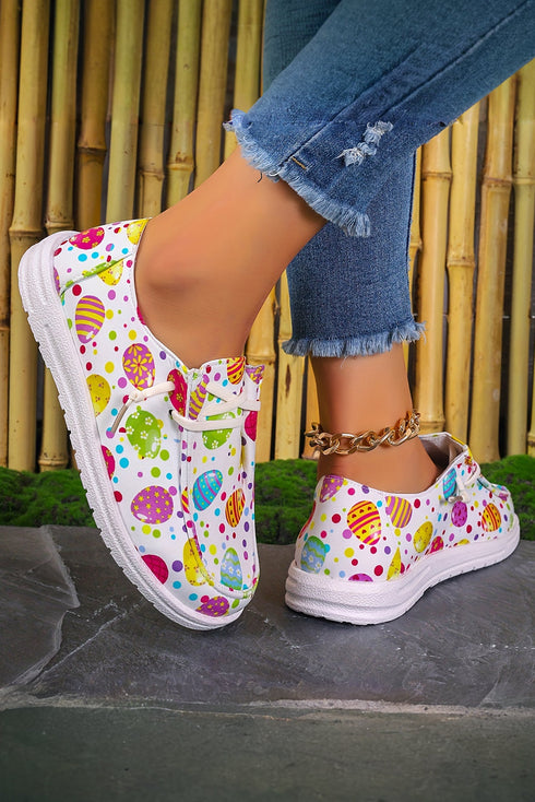 Patterned Square Toe Slip On Canvas Flats