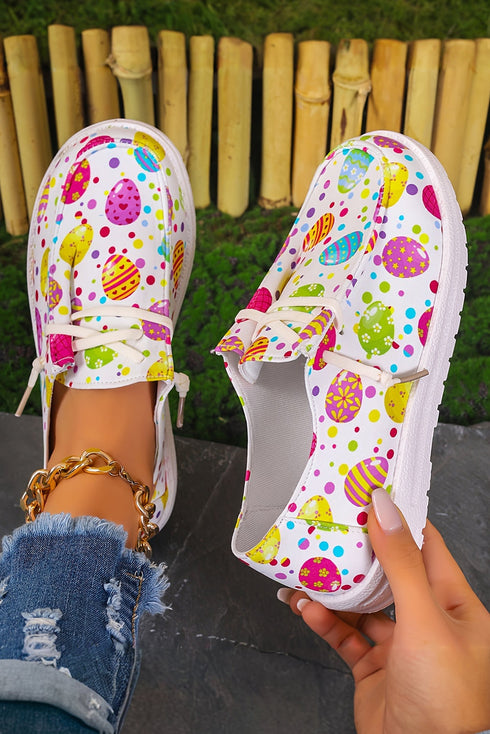 Patterned Square Toe Slip On Canvas Flats