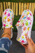 Patterned Square Toe Slip On Canvas Flats