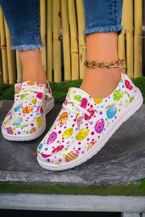 Patterned Square Toe Slip On Canvas Flats