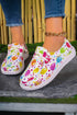 Patterned Square Toe Slip On Canvas Flats