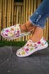 Patterned Square Toe Slip On Canvas Flats