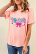 Patterned Teach Graphic Short Sleeve Crew Neck Tee