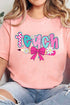 Patterned Teach Graphic Short Sleeve Crew Neck Tee