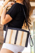 Patterned Woven Straw Dual Strap Shoulder Bag