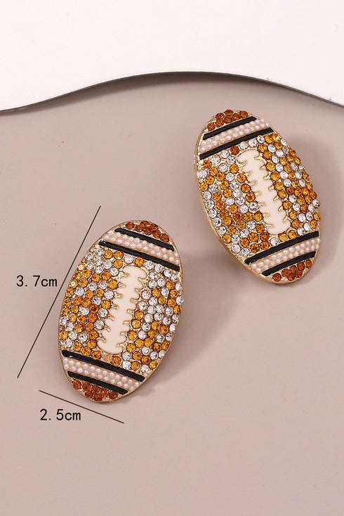 Pave Rhinestone Sports Football Stud Earrings