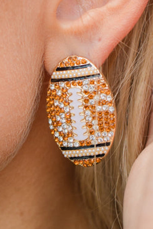 Pave Rhinestone Sports Football Stud Earrings