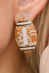 Pave Rhinestone Sports Football Stud Earrings