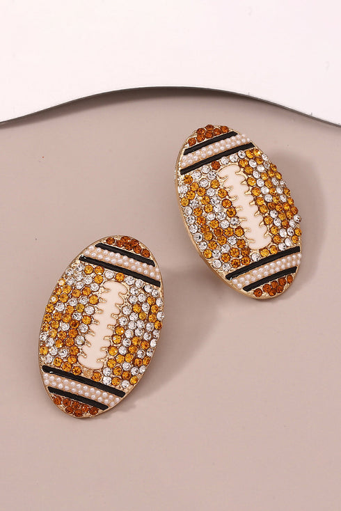 Pave Rhinestone Sports Football Stud Earrings
