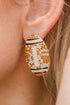Pave Rhinestone Sports Football Stud Earrings